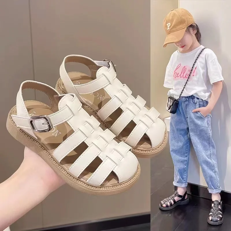 Сандалии Baotou для девочек модные босоножки с мягкой подошвой обувь принцессы лето