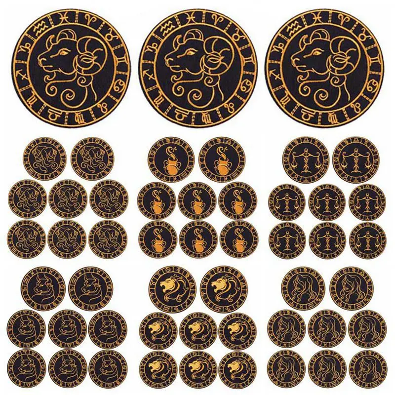 

10 шт./партия, нашивки с вышивкой 12 созвездий