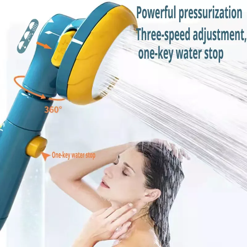 

2023NEW 360 Rotated Rainfall Shower Head 3 Modes Adjustable High Pressure Shower Head Water Saving Switch Button Shower Accessor