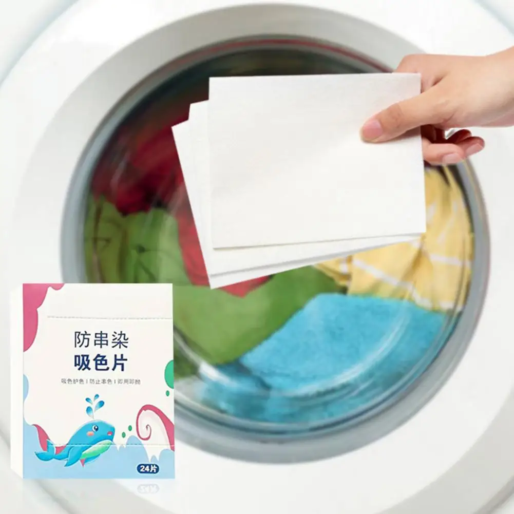 

24Pcs Colour Catcher Sheets Deodorant Efficient Color Protection Disposable Washing Machine Anti Cloth Dyed Leaves for Home