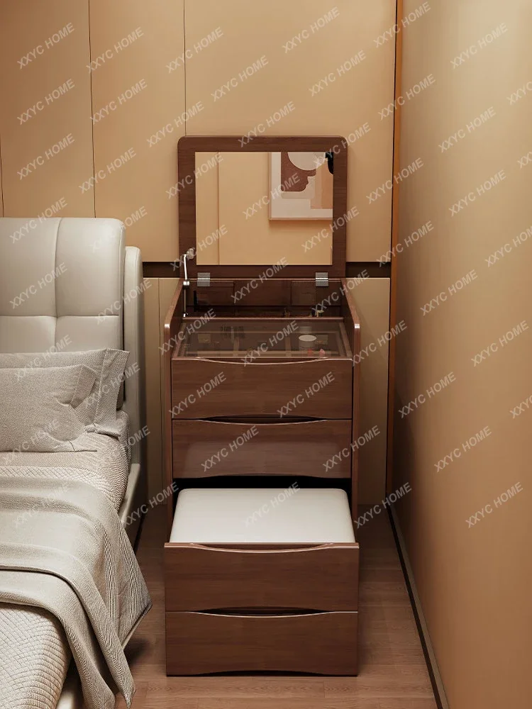 Комод из цельного дерева. Простой современный бытовой раскладной столик для