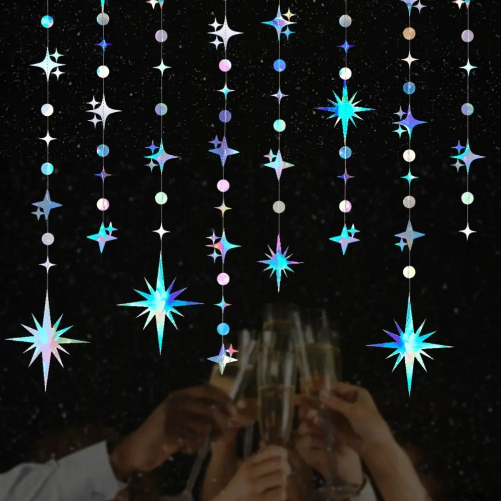 Круглая звезда круглая бумажная подвеска мерцающая подвесная гирлянда
