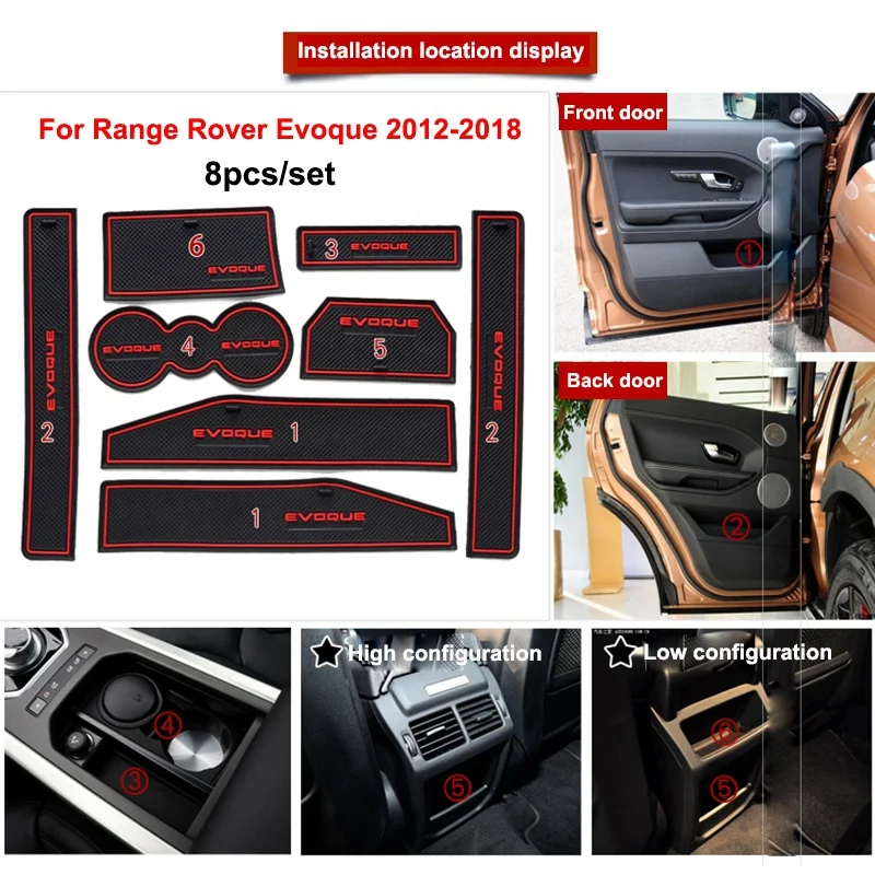 

8 шт., резиновые коврики для автомобильных дверей Range Rover Evoque 2012-2018