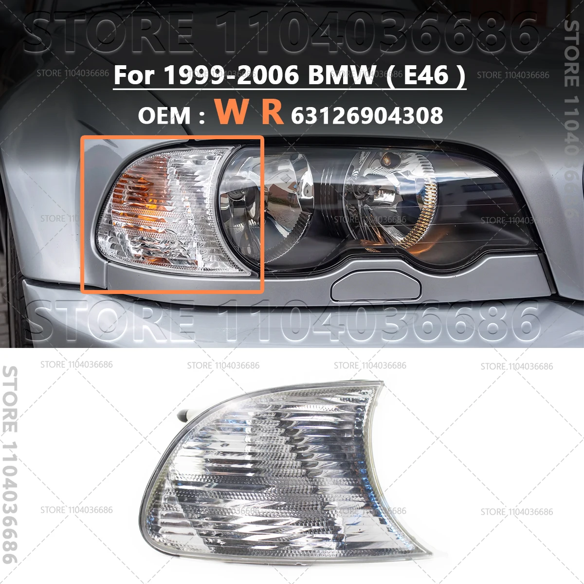 

Для BMW 323Ci 325Ci 328Ci 330Ci (E46) поворотников, указателей поворота, поворотников, поворотников, угловых парковочных фонарей 63126904307 63126904308