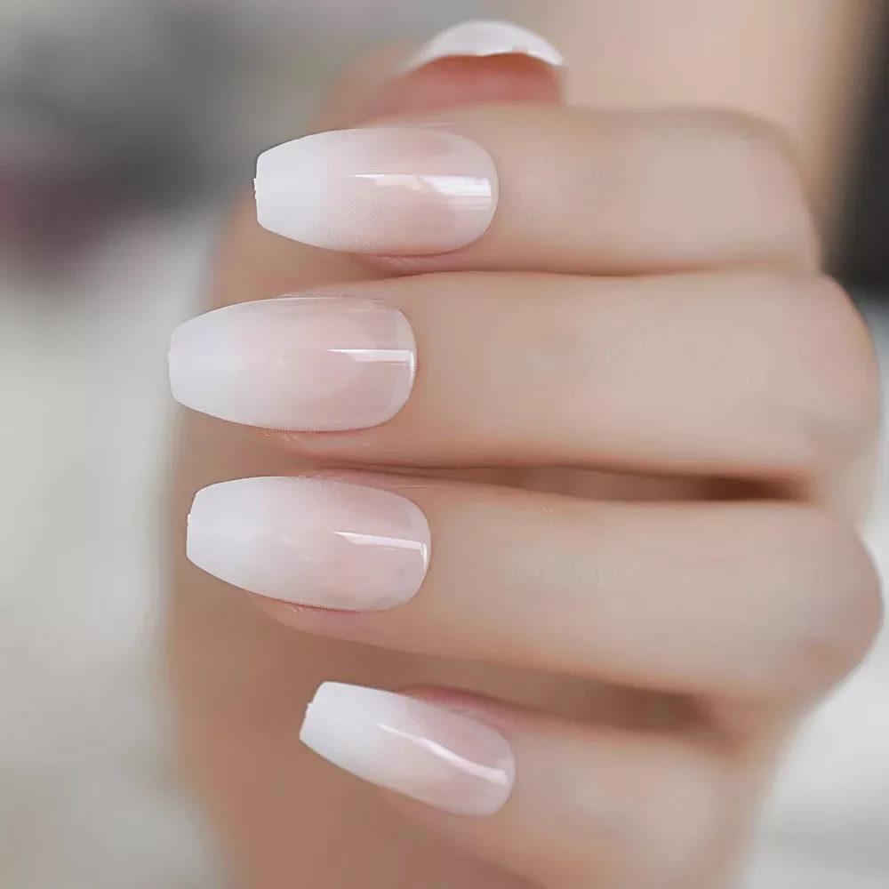 

NEW IN French Ballerina Fake Nail Gradeint Natural Coffin False Nails Wholesale Nails Supplier 24 Russian Shipping