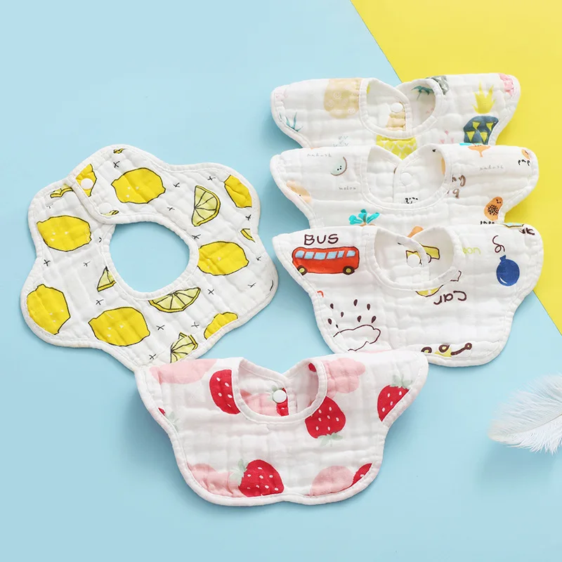 

Милые детские нагрудники с фруктами и машинками, слюнявчик для кормления мальчиков и девочек на 360 градусов, бандана из ткани с заусенцами в ...