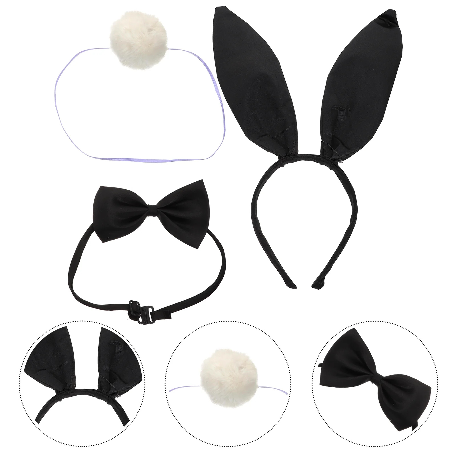 

Bunny Ear Headband Unique Cosplay Prop Rabbit Accessory Bands Women's Hair Makeup Set Costume Party Cloth Miss Pink Puffy Dress