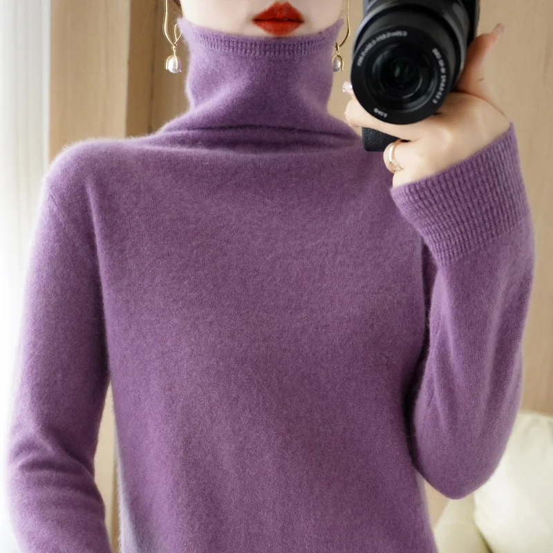 

Autumn and Winter 2022 New style Woolen sweater Women's pile neck sweater Versatile knitwear High neck top Slim bottoming shirt