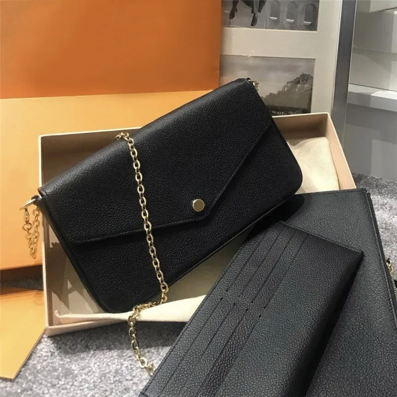 

Classic Design Embossed Crossbody Bag High Quality Pochette Felicie Women chain Bag Three-in-one Leather Women Messenger Bag