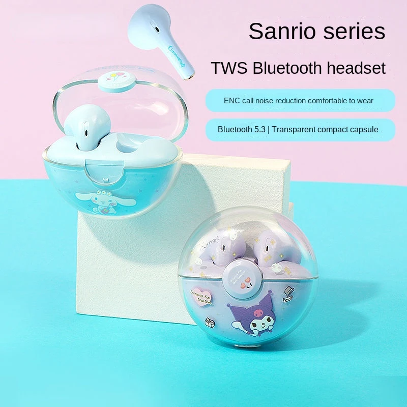 

Sanrio Hello Kitty Cinnamon Roll Melody Kawaii Cute Bluetooth Wireless In-Ear Sports Headset Noise Reduction Bluetooth Headset