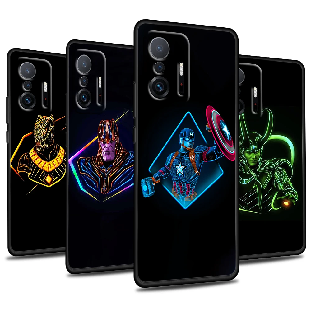 

Marvel Avengers hero color For Xiaomi Mi 11 10 Ultra 11T 10T Note10 Pro Lite 11i 10i 10S 5G Soft TPU Black Phone Case Cover