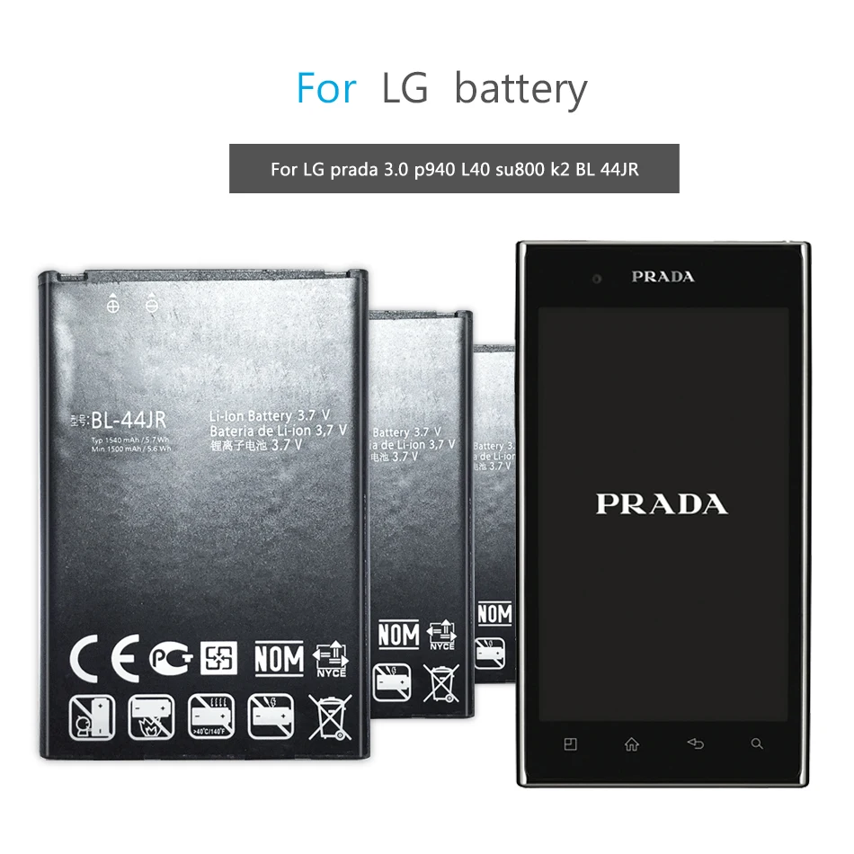 BL-44JR Mobile Phone Battery For LG P940/ 3.0  K2 SU540 SU800 D160 L40 Replacement Battery BL 44JR 1540mAh