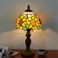 8 inch american country classic yellow sunflower bar restaurant bedroom bedside lamp decorative table lamp