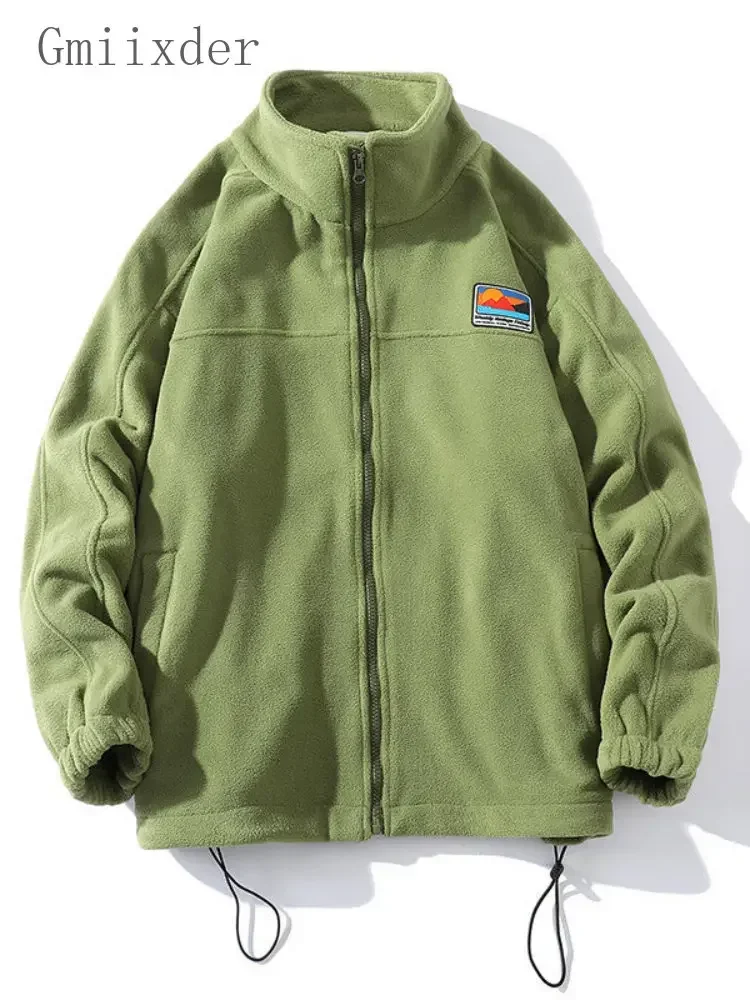 

Fall/winter Stand-up Collar Sweatshirt Men Loose Velvet Jacket Lover Fashion Half Zipper Pullover Pollock Fleece Jacket