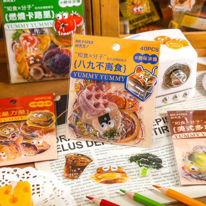 

40 листов продуктов, серия молекул, наклейки для дневника, для канцелярских принадлежностей, скейтборда, альбом для скрапбукинга, Классическ...