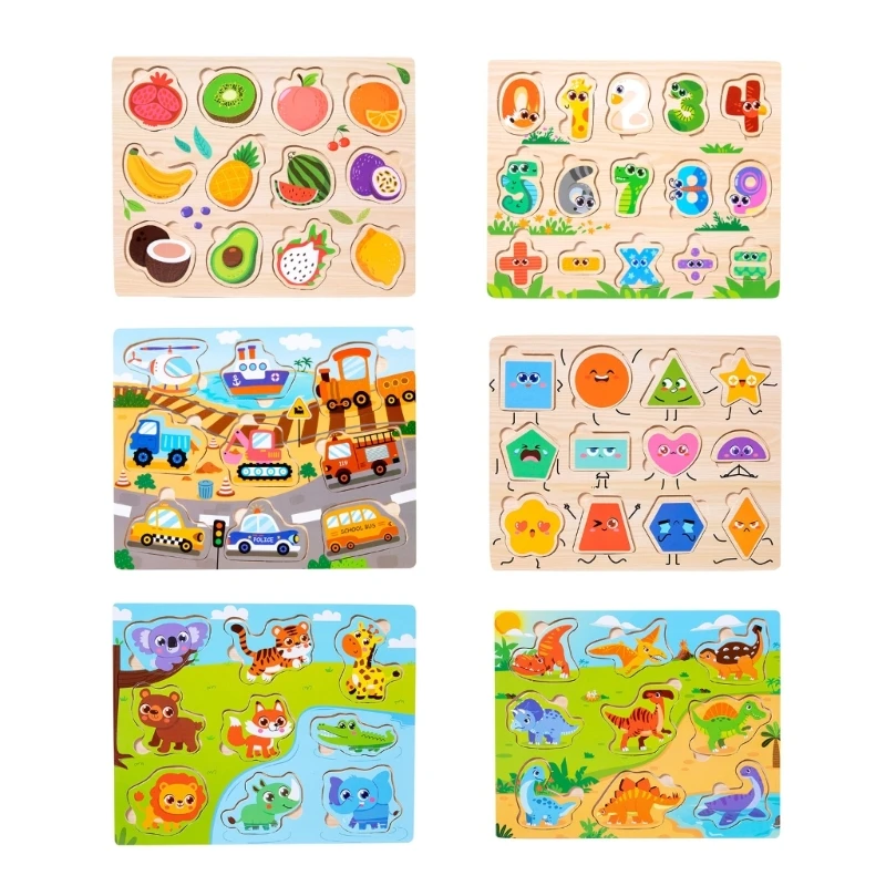 

Q0KB Красочная игрушка-головоломка, мультяшная тема, головоломка, строительный блок, дошкольная развивающая игрушка для мозга