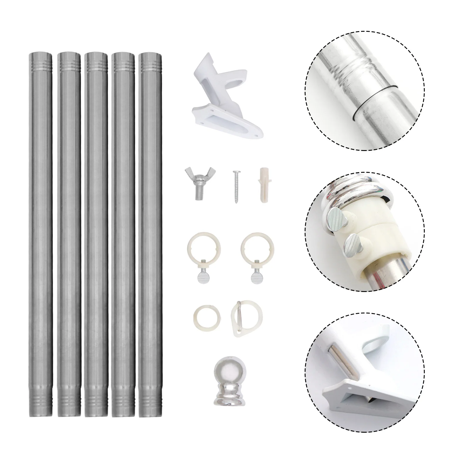 

Flag Pole Flagpole Kit Bracket Holder House Rotatingpoles Wall Outdoor Garden Mount Base Mountingstand Rings Set Steelmounted