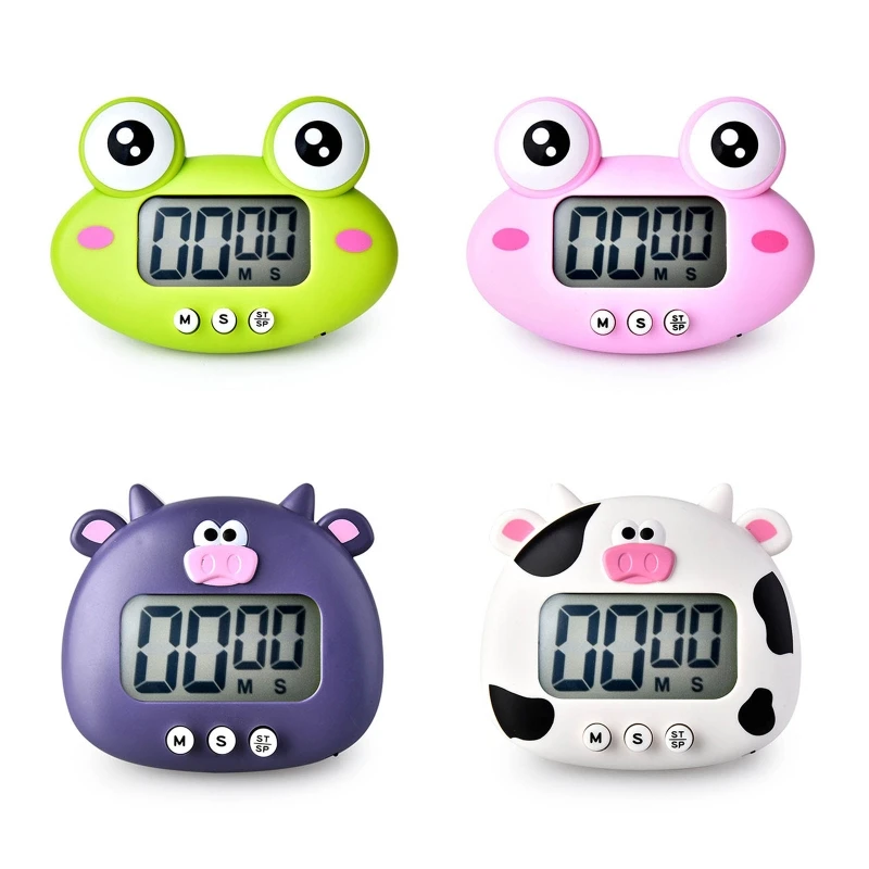 

Cute Cartoon Animal Countdown Timer Frog/Cow Digital Cooking Timer with Magnetic Invisible Stand for Cooking Bake Timer