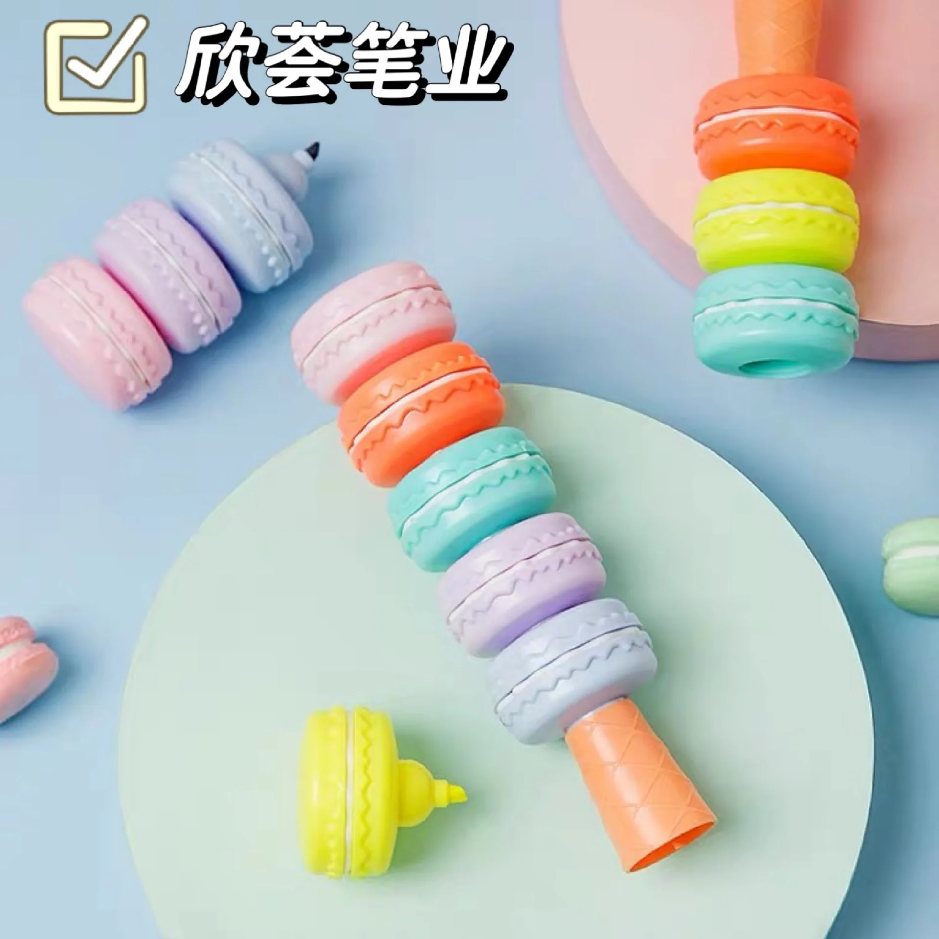 

6 pcs/set Creative Macaroon Shaped Highlighter Fluorescent Pen Art Markers Gift Stationery Highlighter Set