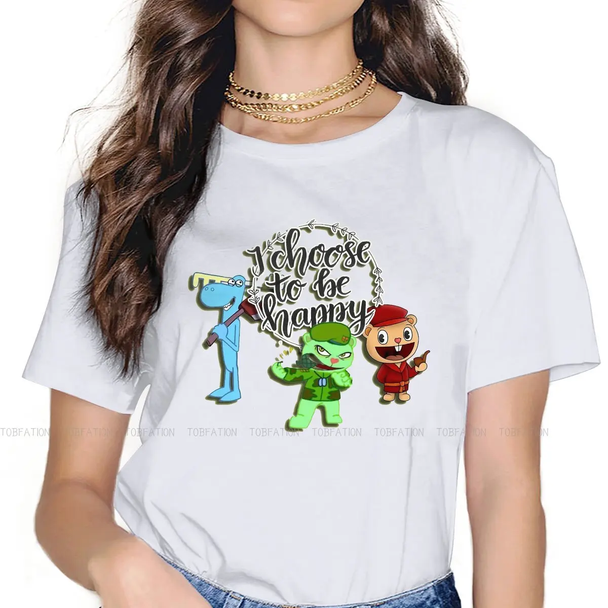 Lumpy and Toothy Lovely Female Shirts Happy Tree Friends Cuddles Giggles Anime Oversized Vintage Women Clothes Harajuku Blusas