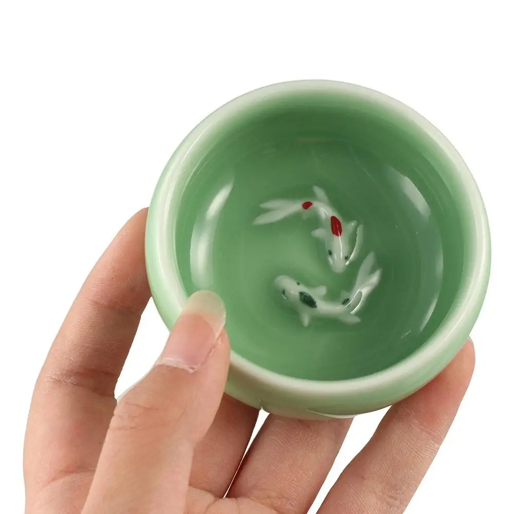 Фарфоровые чайные чашки Crackle Golden Fish Celadon 60 мл нежная чашка для чая Longquan чаша