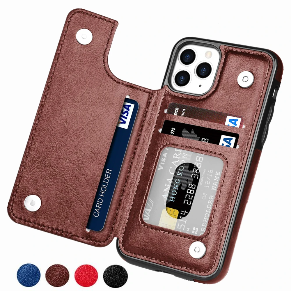 

Retro PU Flip Leather Case For iPhone 13 12 11 Pro Max XS Multi Card Holder Phone Cases For iPhone X 6 6S 7 8 Plus SE2020 Cover