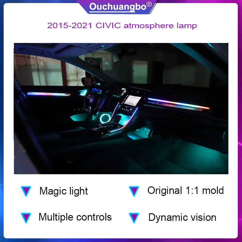 

Ouchuangbo LED Ambient lamp For CIVIC 10th 2015,2016,2017-2021 Atmosphere Lighting Kit rgb magic Symphony Atmosphärenlicht