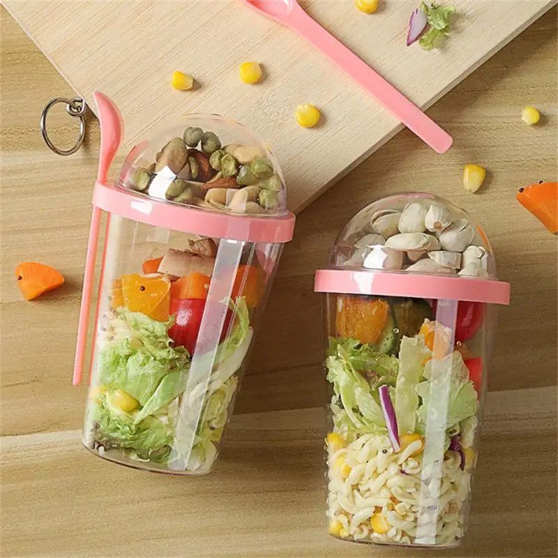 

Lunch Box Portable Milk Slimming Cup No Cross Flavor Dry Wet Separation Salad Cup Food Grade Double Layer Up And Down Oat Cup