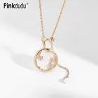 Pinkdudu звезда микро-инкрустированная Стразы ожерелье с подвеской простое титановая сталь Цепь до ключиц жемчужное ожерелье Женские Ювелирные изделия PD513