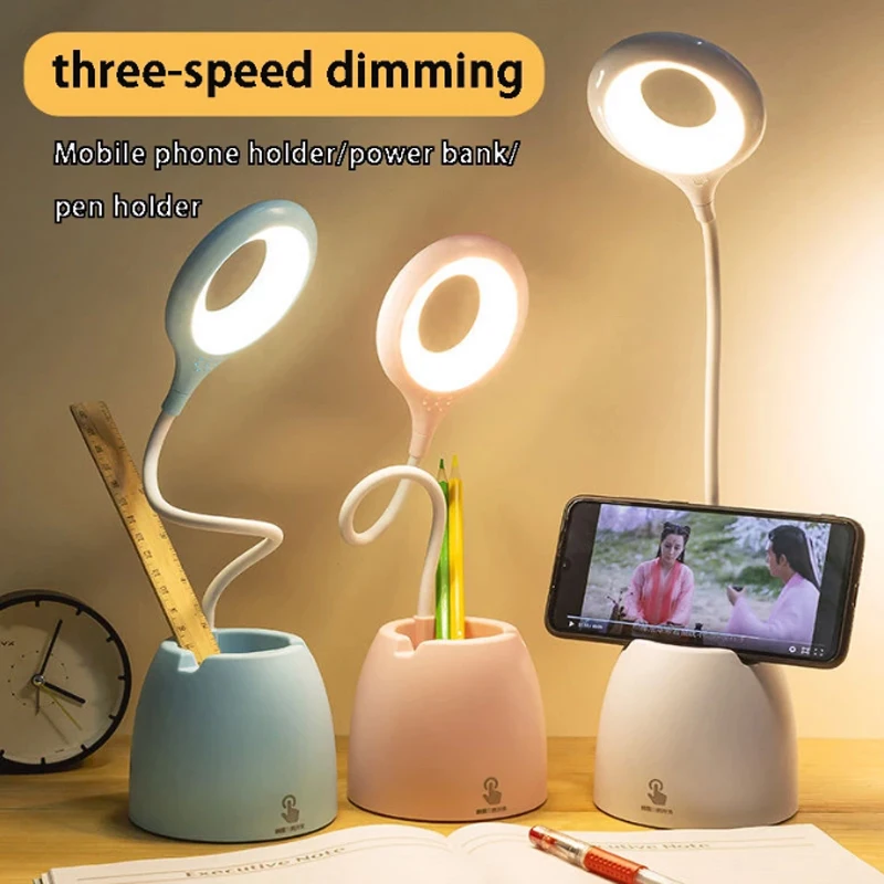 

Table Lamp Leds USB Touch Night Light Stepless Dimming Desk Eye Protection Learning Multi-Function Bracket Pen Holder Decoration