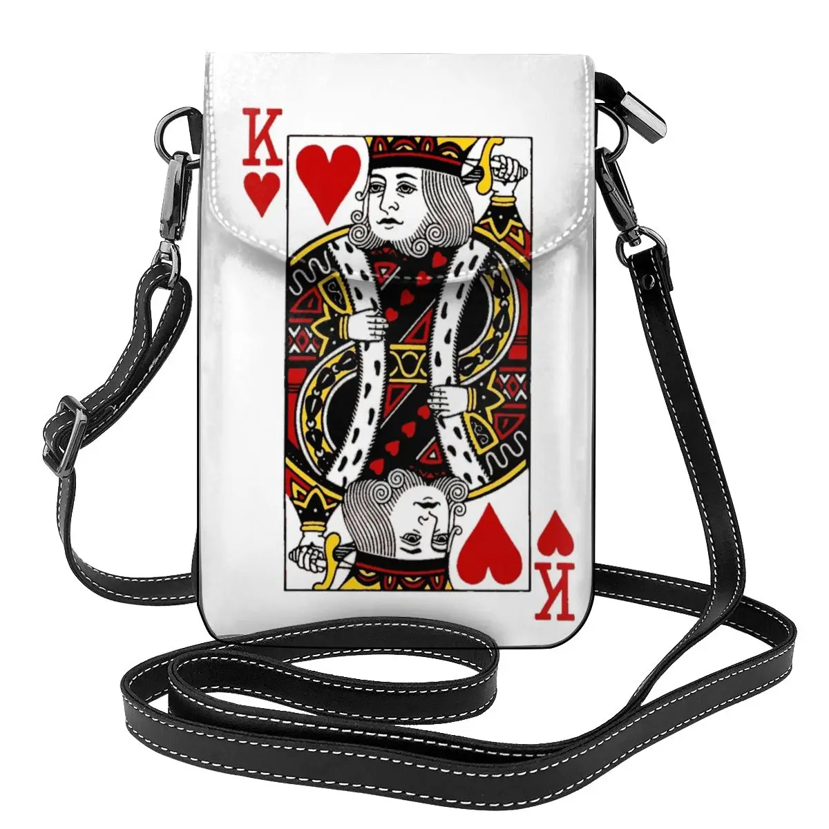 

Сумка через плечо в виде покера, забавные Кожаные Рабочие женские сумки KING OF HEARTS, Женский объемный кошелек