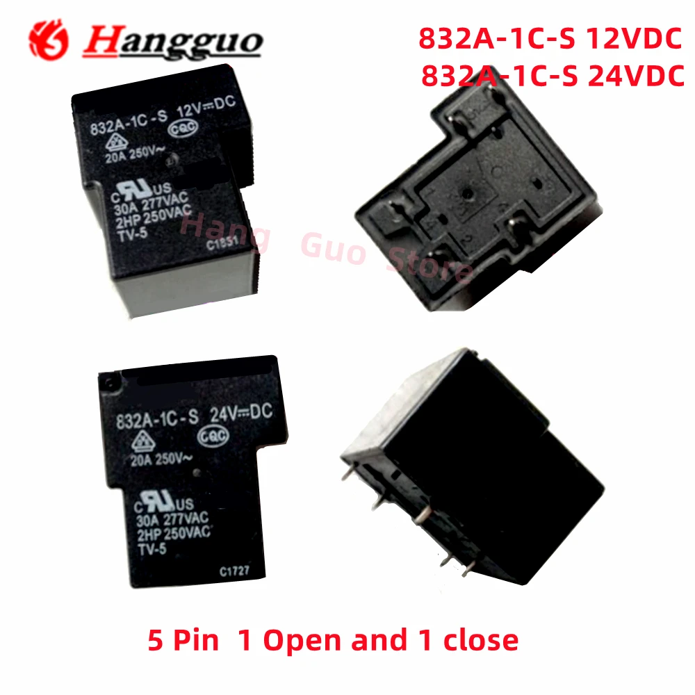 Оригинальное 5-контактное реле 832A-1A-S-24VDC 12VDC 5VDC 30A4-pin 832A-1C-S 5В 12В 24В 30A 5В