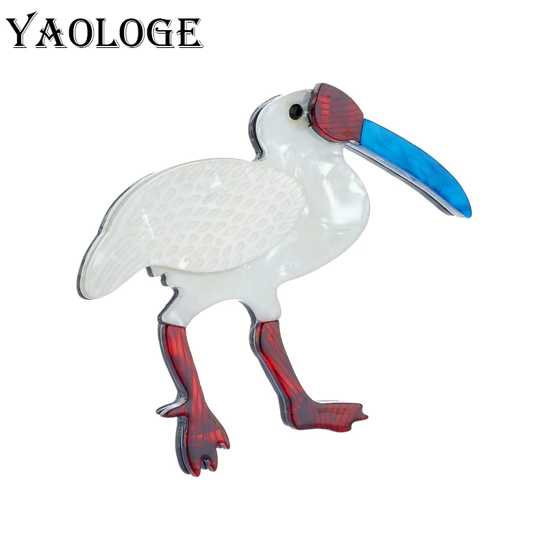 

YAOLOGE Acrylic Cartoon White Bird Long Mouth Brooches For Unisex Kids Pins Badges Accessories Cute Christmas Gift Jewelry Брошь