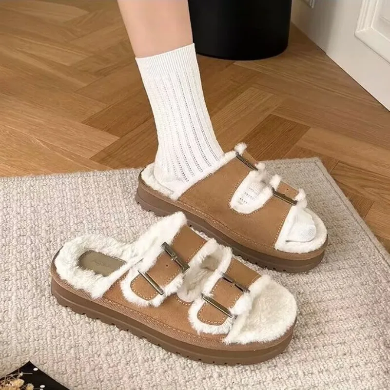 

Winter Women Slippers Soft Sole Faux Home Winter Indoor Shoes Winter Warm Plush Home Cotton Fluffy Slippers Warm Home Slippers