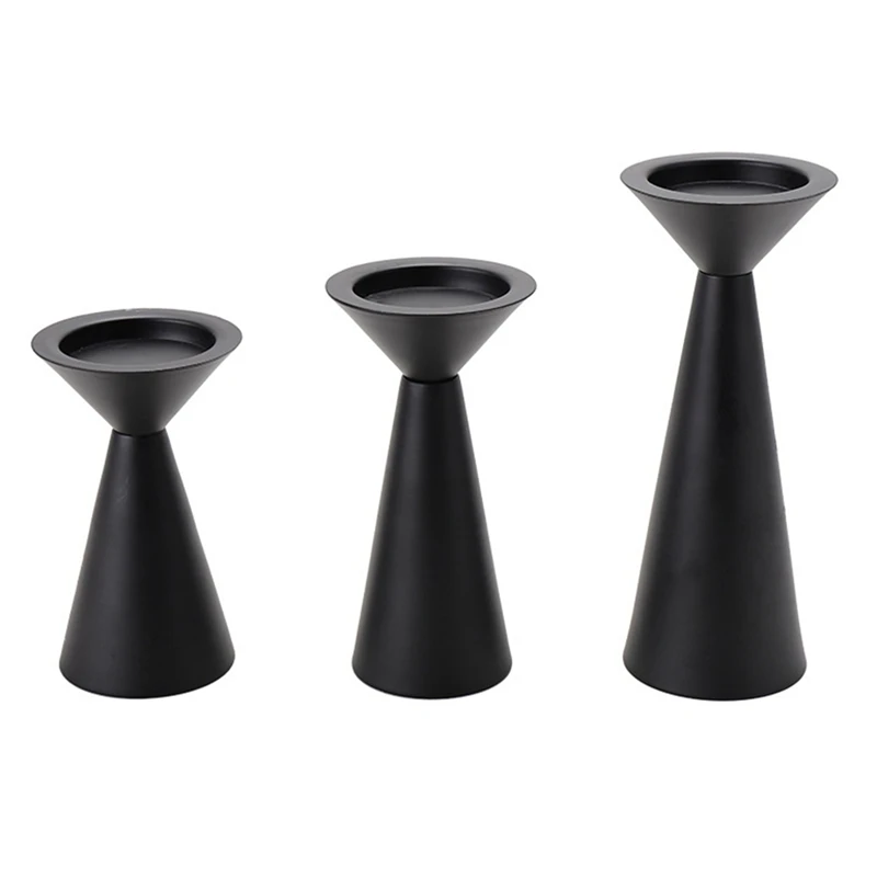 

Big Deal Black Candle Holders Set Of 3 Metal Candle Holders For Pillar Candles For Table Black Candle Holder Set Decorative