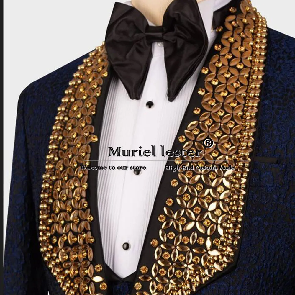 Роскошная одежда для жениха свадебный смокинг куртка с золотыми драгоценными