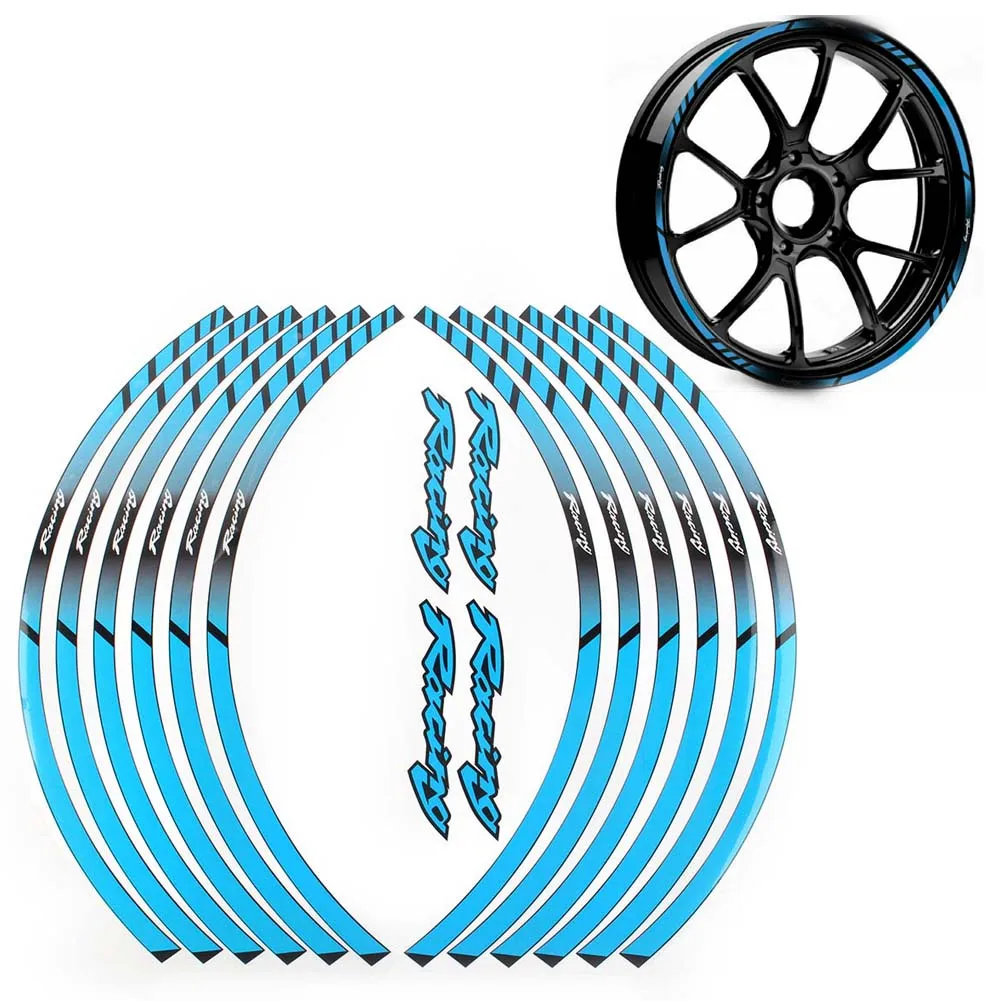 

Motorcycle 17" 18" Front + Rear Wheel Rim Tape Decal Stripes Decoration Sticker Universal