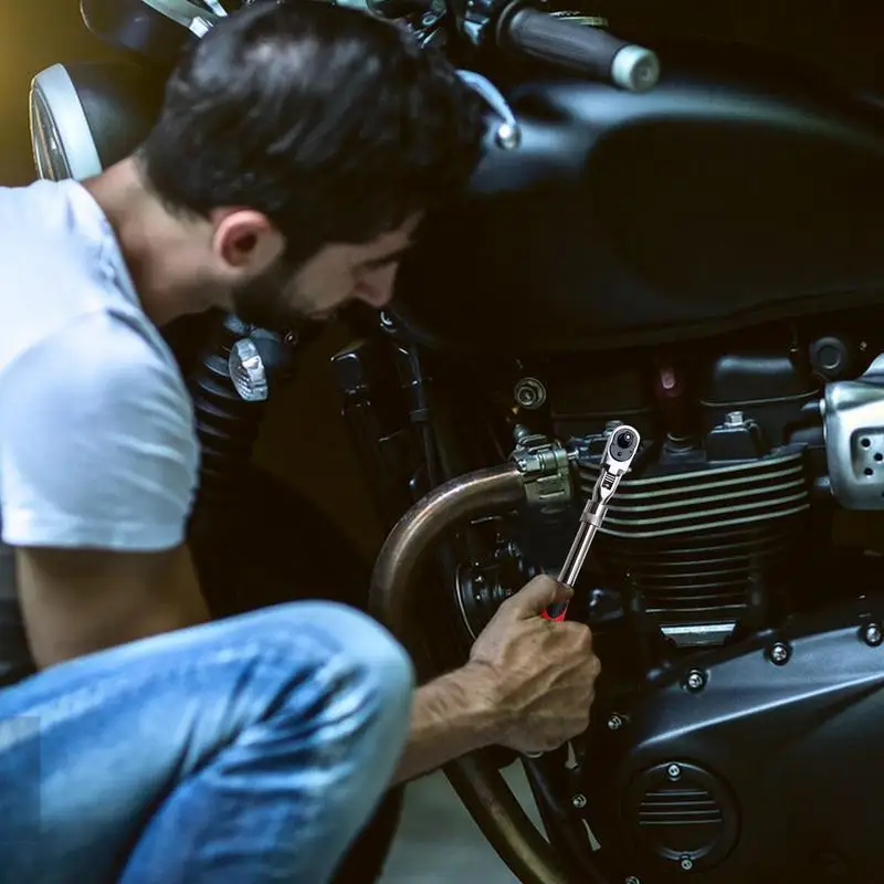 Трещотка с длинной рукояткой и подвижной головкой 1/2 3/8 1/4