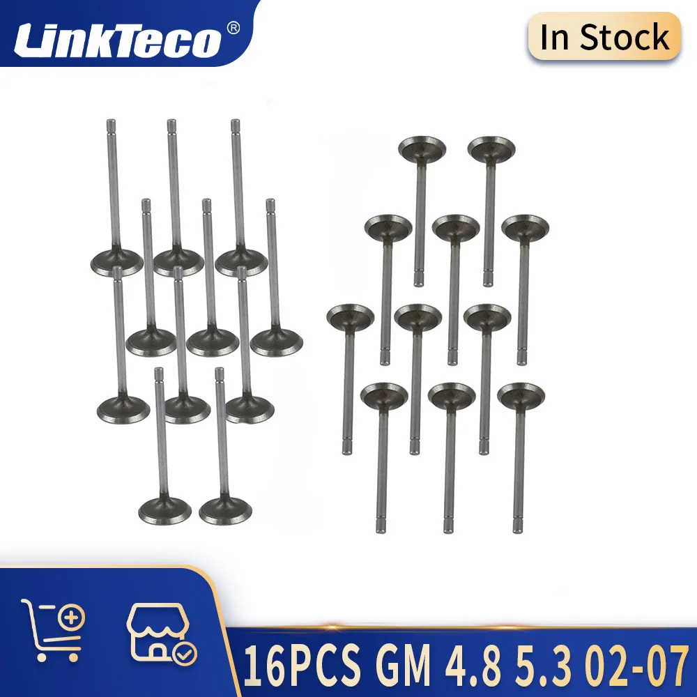 

Комплект впускных и выхлопных клапанов двигателя, 16 шт., 4,8 5,3 л газа 02-07 для ISUZU ASCENDER SAAB 9-7X для Бьюика, Шевроле, GMC GM л