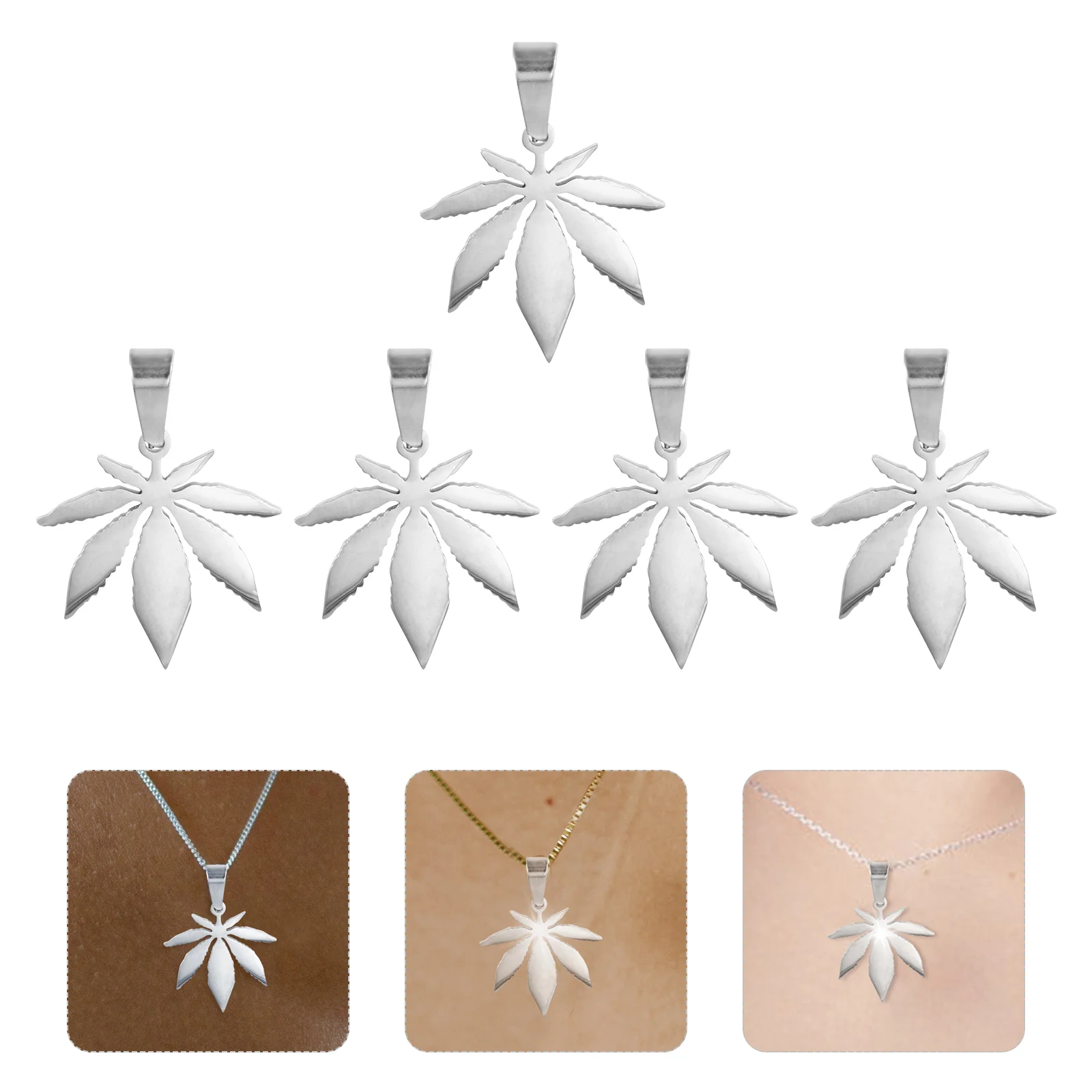 

Leaf Charms Pendant Pendants Necklace Jewelry Gold Making Leaves Cubic Clear Steel Earrings Stainless Keychain Findings