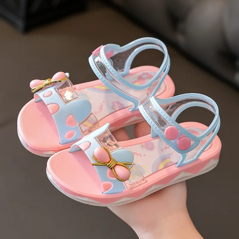 

2023 Summer Little Girls Sandals Flower Simple Cute Pink Purple Children Sandals Toddler Baby Soft Casual School Kids Shoes