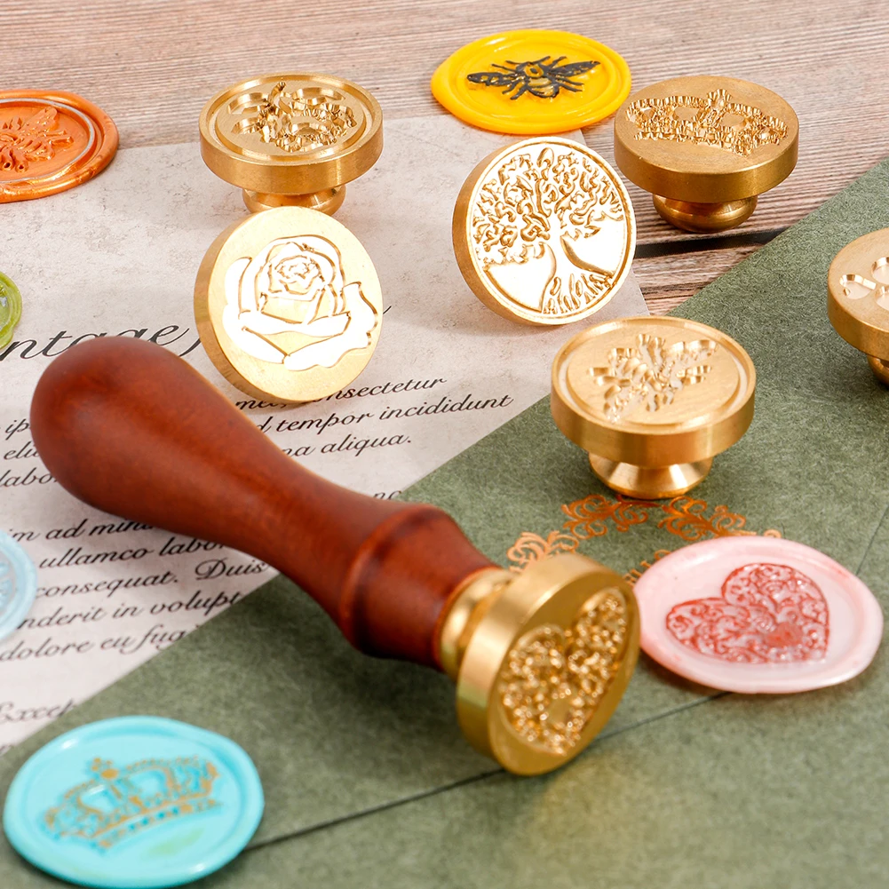 

Tree Pattern Wax Seal Stamps Retro Happy Birthday Antique Wooden Sealing Scrapbooking Sollos stempel Craft Wedding Decorative