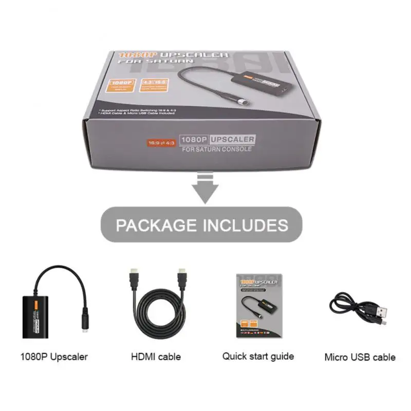 Совместимый с HDMI преобразователь для SEGA Saturn SS 1080p Upscaler 4:3/16:9 функцией S-видеовхода