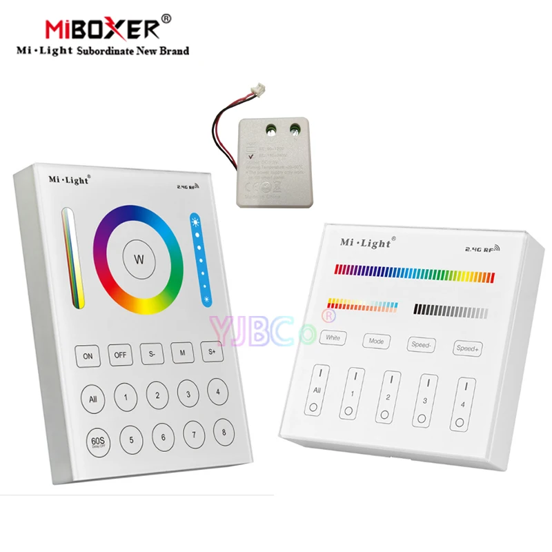 Miboxer RGB+CCT Smart touch Panel Controller B8/B4/T4 Wall-mounted 2.4G 4-Zone 8-Zone Remote switch for led bulb light strip