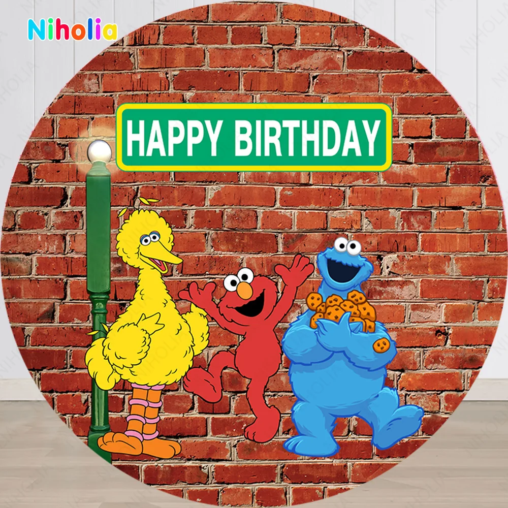 Фон для фотосъемки детей с изображением улиц Сезам