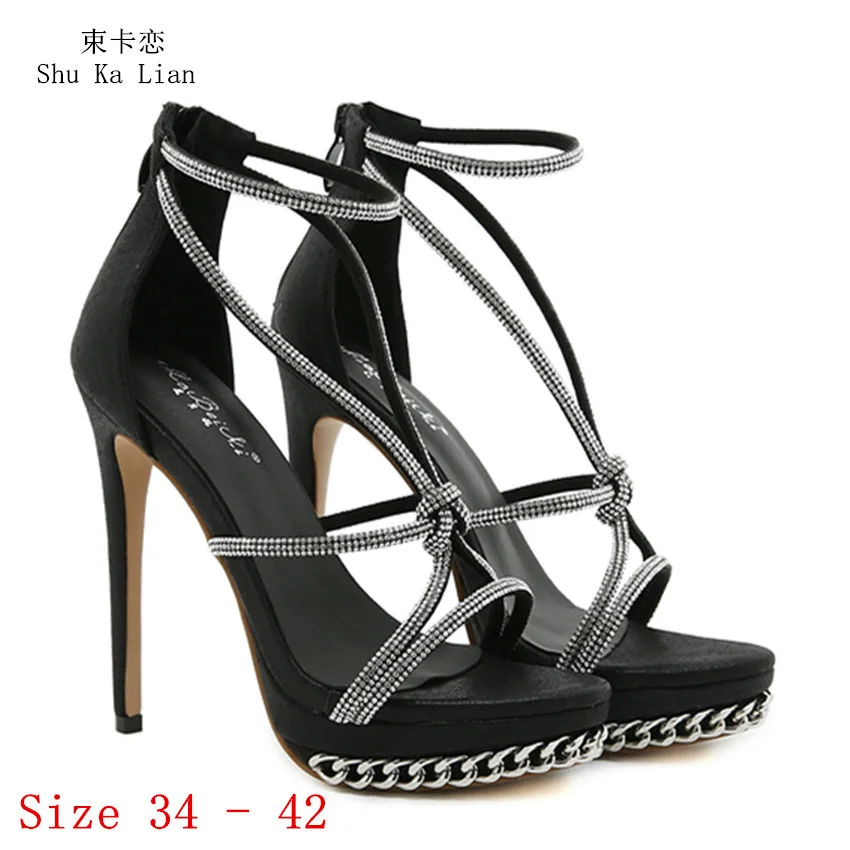 

Женские босоножки на очень высоком каблуке 13 см, сандалии-гладиаторы на платформе и высоком каблуке, размеры 34 - 42