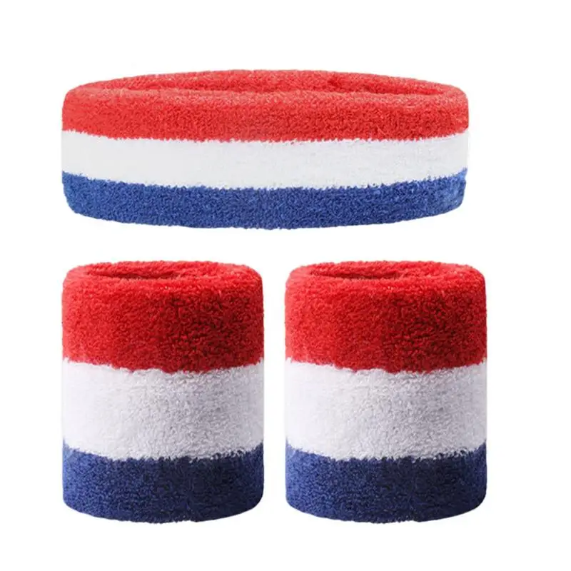 

Athletic Headbands Cotton American Sweatbands For Wrist And Head Soft Breathable And Sweat-Absorbent Wristbands For Men And