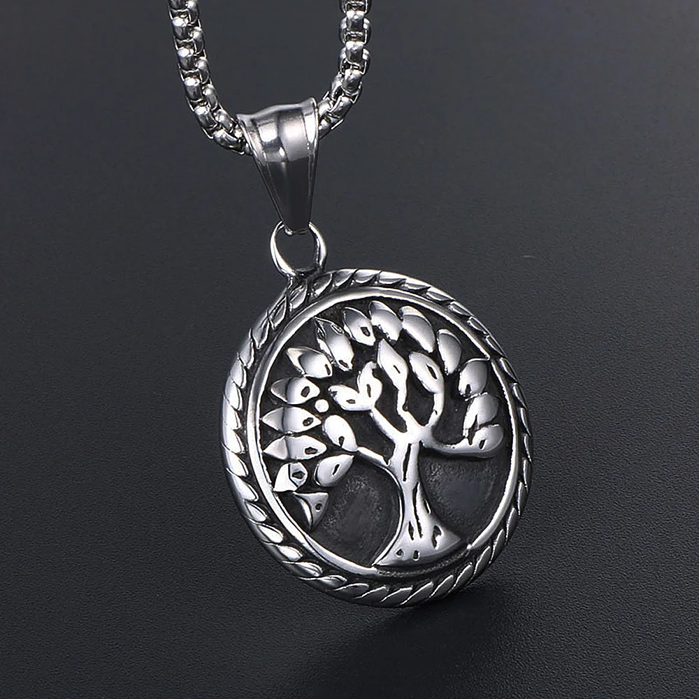 

Vintage Viking Yggdrasil Pendant Necklace Men Fashion Biker Norse Mythology Tree Of Life Necklace Stainless Steel Amulet Jewelry