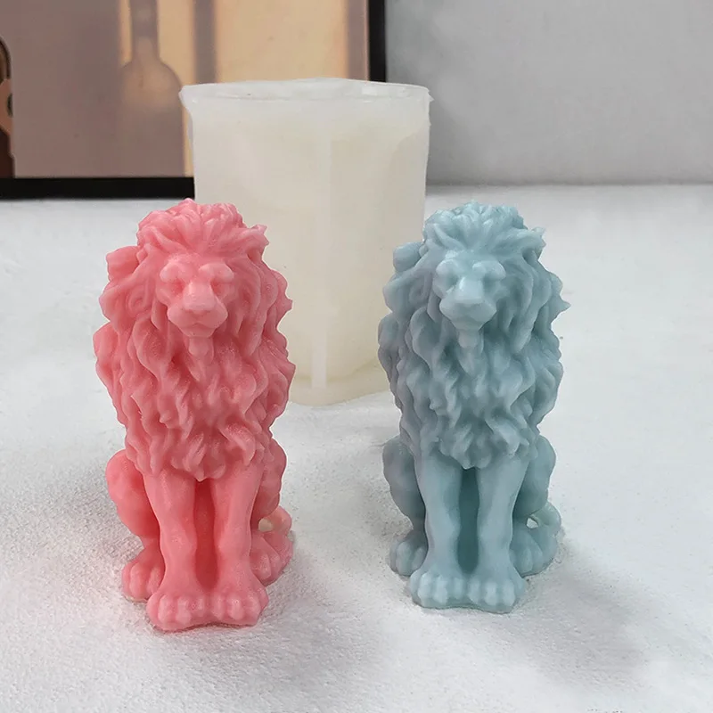 3D Сидящий Лев Силиконовая Форма Для Свечей Животное Мыло Гипсовые Поделки Смола