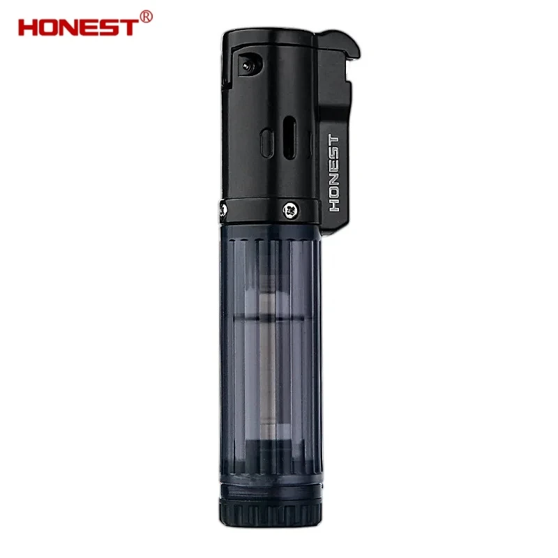 Металлическая Бутановая газовая зажигалка HONEST с синим пламенем и ПРЯМОЙ